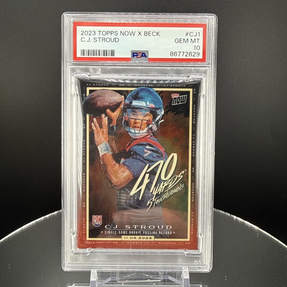 C.J Stroud 2023 Topps Now X Tyson Beck 470 Yards 5 TD's Rookie RC PSA 10 GEM